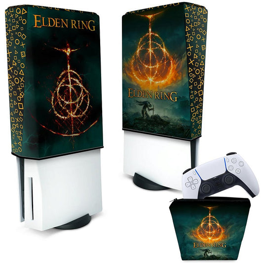 KIT Capa Anti Poeira e Case Controle PS5 Fat Vertical - Elden Ring