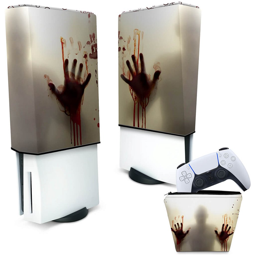 KIT Capa Anti Poeira e Case Controle PS5 Fat Vertical - Fear The Walking Dead