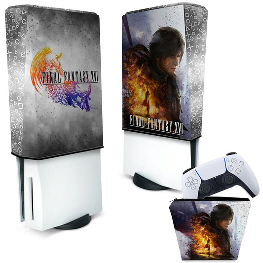 KIT Capa Anti Poeira e Case Controle PS5 Fat Vertical - Final Fantasy XVI