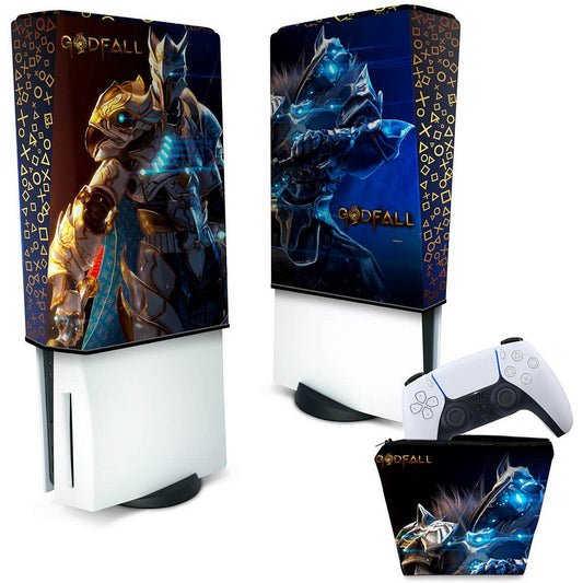 KIT Capa Anti Poeira e Case Controle PS5 Fat Vertical - Godfall