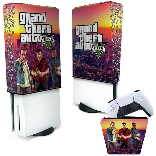 KIT Capa Anti Poeira e Case Controle PS5 Fat Vertical - GTA V