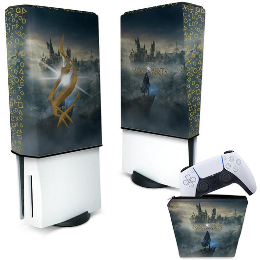 KIT Capa Anti Poeira e Case Controle PS5 Fat Vertical - Hogwarts Legacy