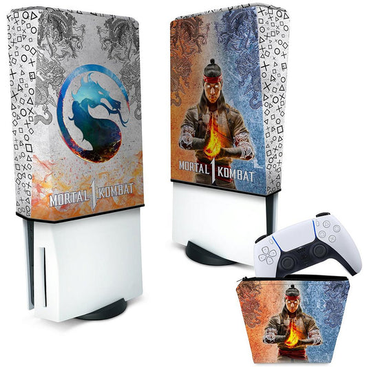 KIT Capa Anti Poeira e Case Controle PS5 Fat Vertical - Mortal Kombat 1