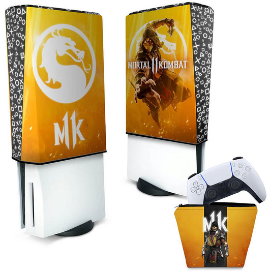 KIT Capa Anti Poeira e Case Controle PS5 Fat Vertical - Mortal Kombat 11
