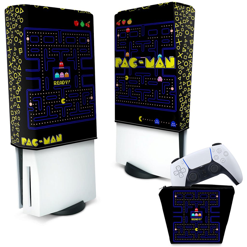 KIT Capa Anti Poeira e Case Controle PS5 Fat Vertical - Pac Man