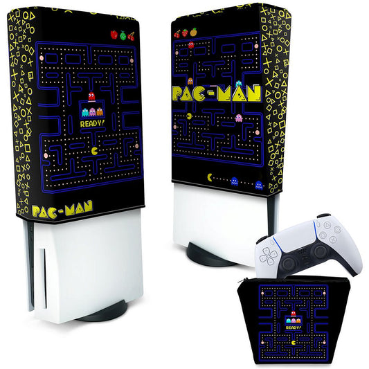 KIT Capa Anti Poeira e Case Controle PS5 Fat Vertical - Pac Man