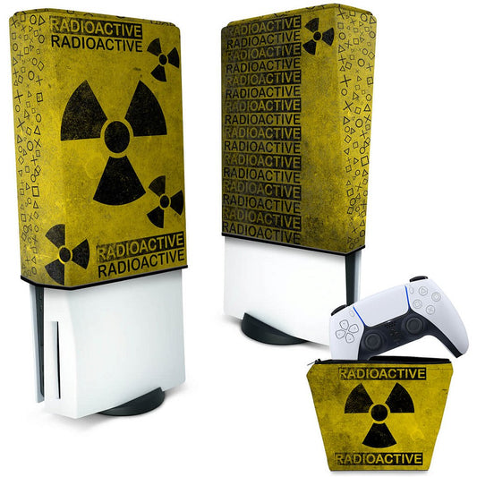 KIT Capa Anti Poeira e Case Controle PS5 Fat Vertical - Radioativo