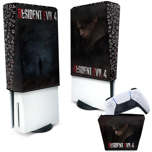 KIT Capa Anti Poeira e Case Controle PS5 Fat Vertical - Resident Evil 4 Remake