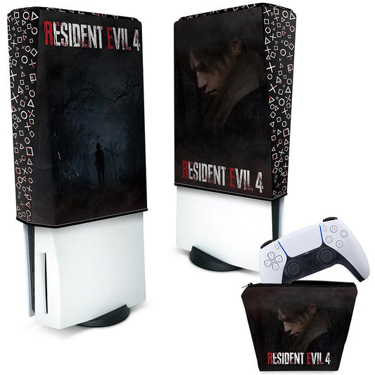 KIT Capa Anti Poeira e Case Controle PS5 Fat Vertical - Resident Evil 4 Remake
