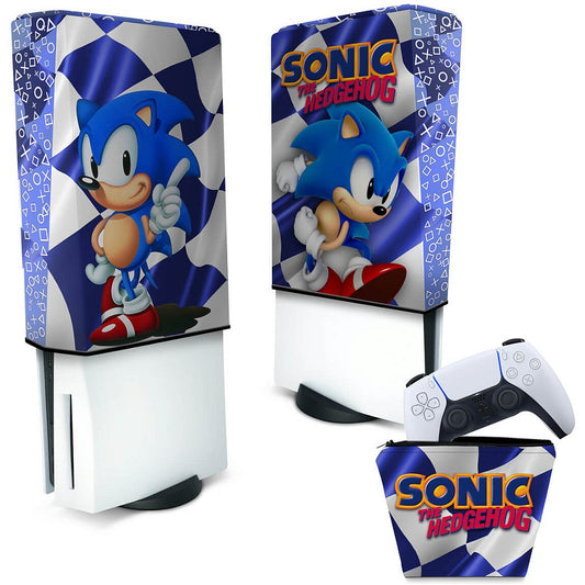 KIT Capa Anti Poeira e Case Controle PS5 Fat Vertical - Sonic