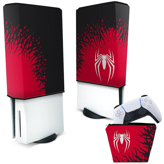 KIT Capa Anti Poeira e Case Controle PS5 Fat Vertical - Spider-Man Homem Aranha 2 Edition