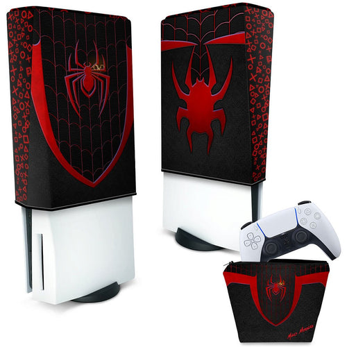 KIT Capa Anti Poeira e Case Controle PS5 Fat Vertical - Spider-Man: Miles Morales