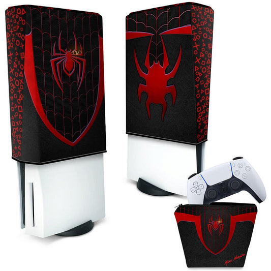 KIT Capa Anti Poeira e Case Controle PS5 Fat Vertical - Spider-Man: Miles Morales