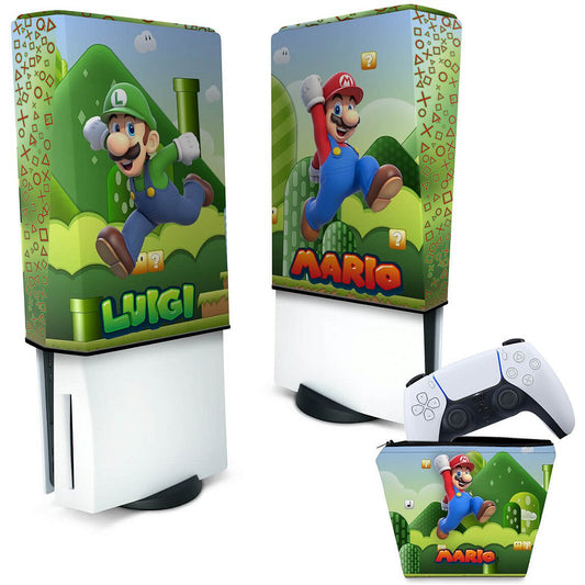 KIT Capa Anti Poeira e Case Controle PS5 Fat Vertical - Super Mario