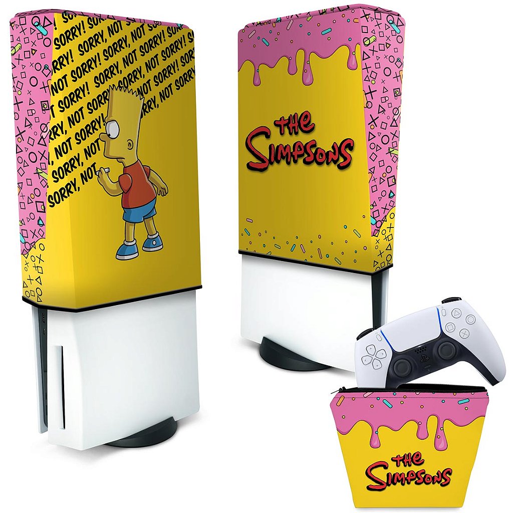 KIT Capa Anti Poeira e Case Controle PS5 Fat Vertical - The Simpsons