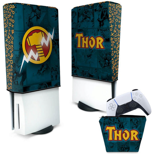 KIT Capa Anti Poeira e Case Controle PS5 Fat Vertical - Thor Comics