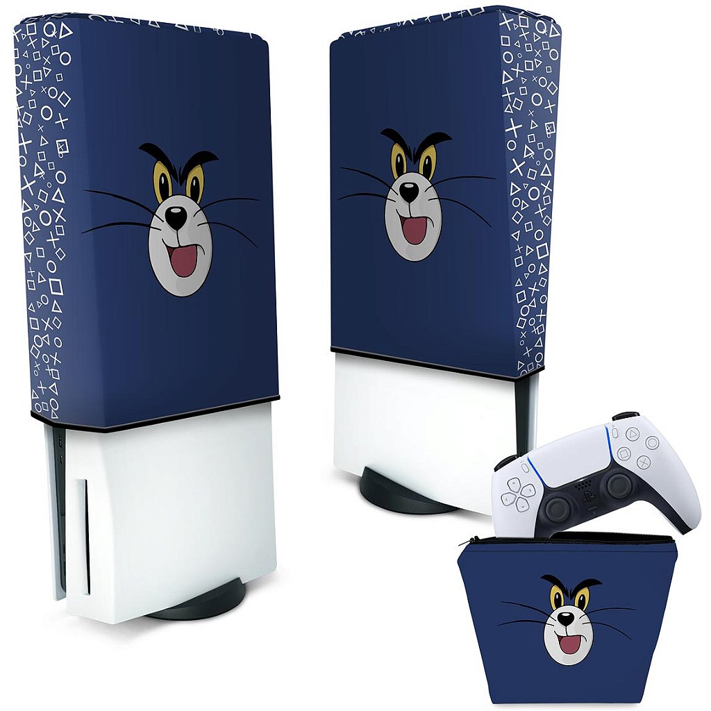 KIT Capa Anti Poeira e Case Controle PS5 Fat Vertical - Tom