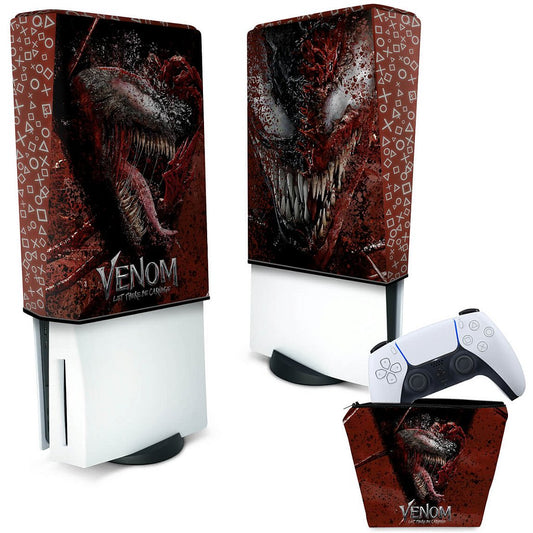 KIT Capa Anti Poeira e Case Controle PS5 Fat Vertical - Venom Tempo de Carnificina