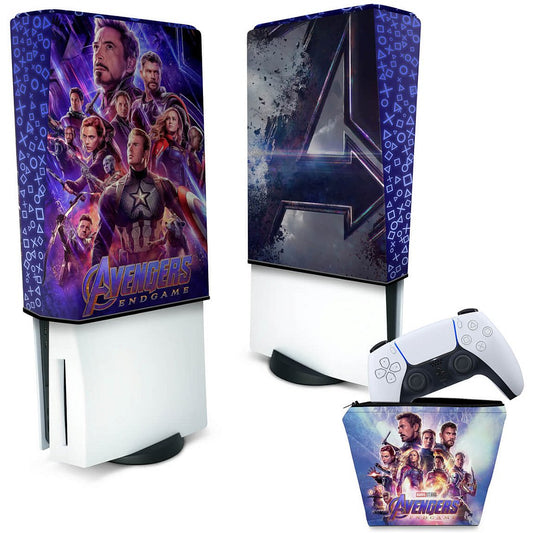 KIT Capa Anti Poeira e Case Controle PS5 Fat Vertical - Vingadores Ultimato Endgame