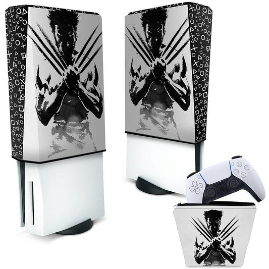 KIT Capa Anti Poeira e Case Controle PS5 Fat Vertical - Wolverine X-men
