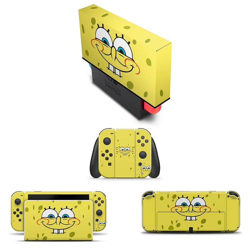 KIT Capa Anti Poeira e Skin Anti-Rage Nintendo Switch 1 Oled - Bob Esponja