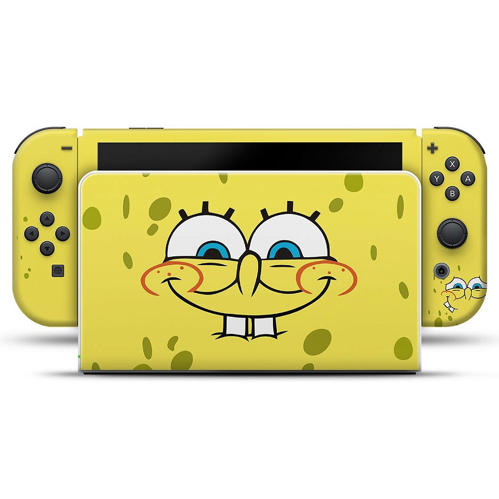 KIT Capa Anti Poeira e Skin Anti-Rage Nintendo Switch 1 Oled - Bob Esponja - Pop Arte Skins - foto 3