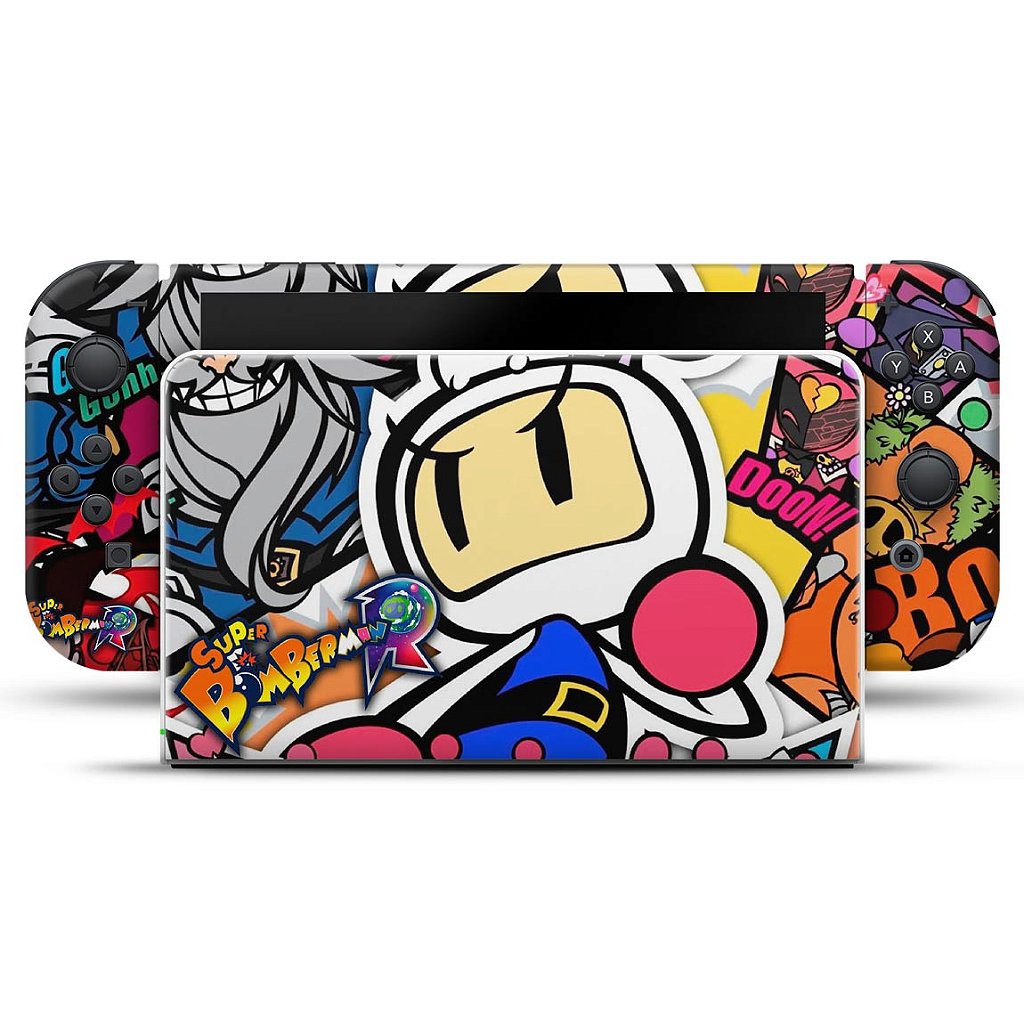 KIT Capa Anti Poeira e Skin Anti-Rage Nintendo Switch 1 Oled - Bomberman - Pop Arte Skins - foto 3
