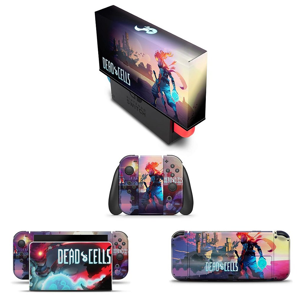 KIT Capa Anti Poeira e Skin Anti-Rage Nintendo Switch 1 Oled - Dead Cells