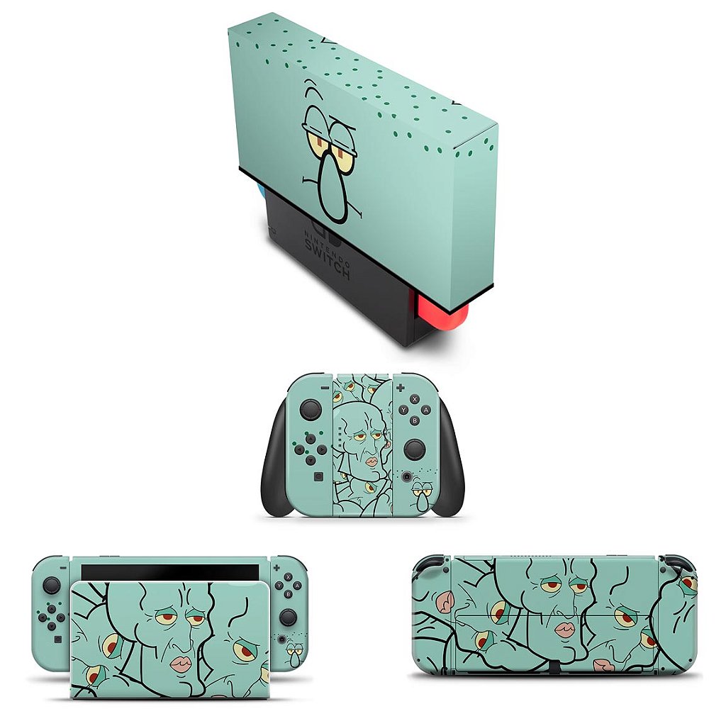 KIT Capa Anti Poeira e Skin Anti-Rage Nintendo Switch 1 Oled - Lula Molusco