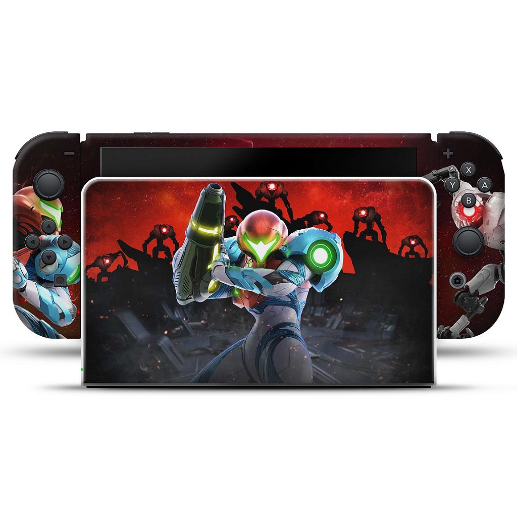 KIT Capa Anti Poeira e Skin Anti-Rage Nintendo Switch 1 Oled - Metroid Dread - Pop Arte Skins - foto 3