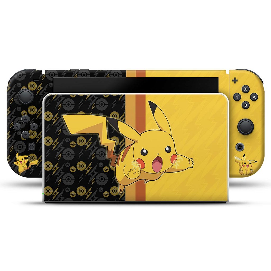 KIT Capa Anti Poeira e Skin Anti-Rage Nintendo Switch 1 Oled - Pikachu Pokemon - Pop Arte Skins - foto 3