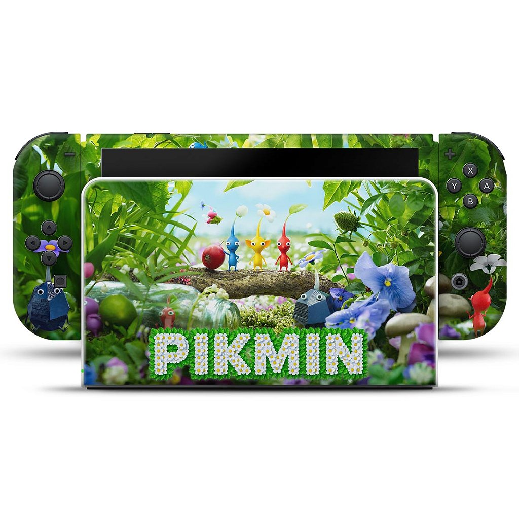 KIT Capa Anti Poeira e Skin Anti-Rage Nintendo Switch 1 Oled - Pikmin - Pop Arte Skins - foto 3