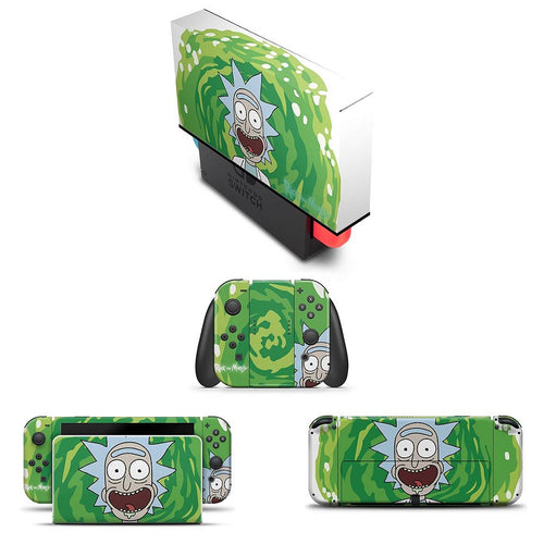 KIT Capa Anti Poeira e Skin Anti-Rage Nintendo Switch 1 Oled - Rick And Morty