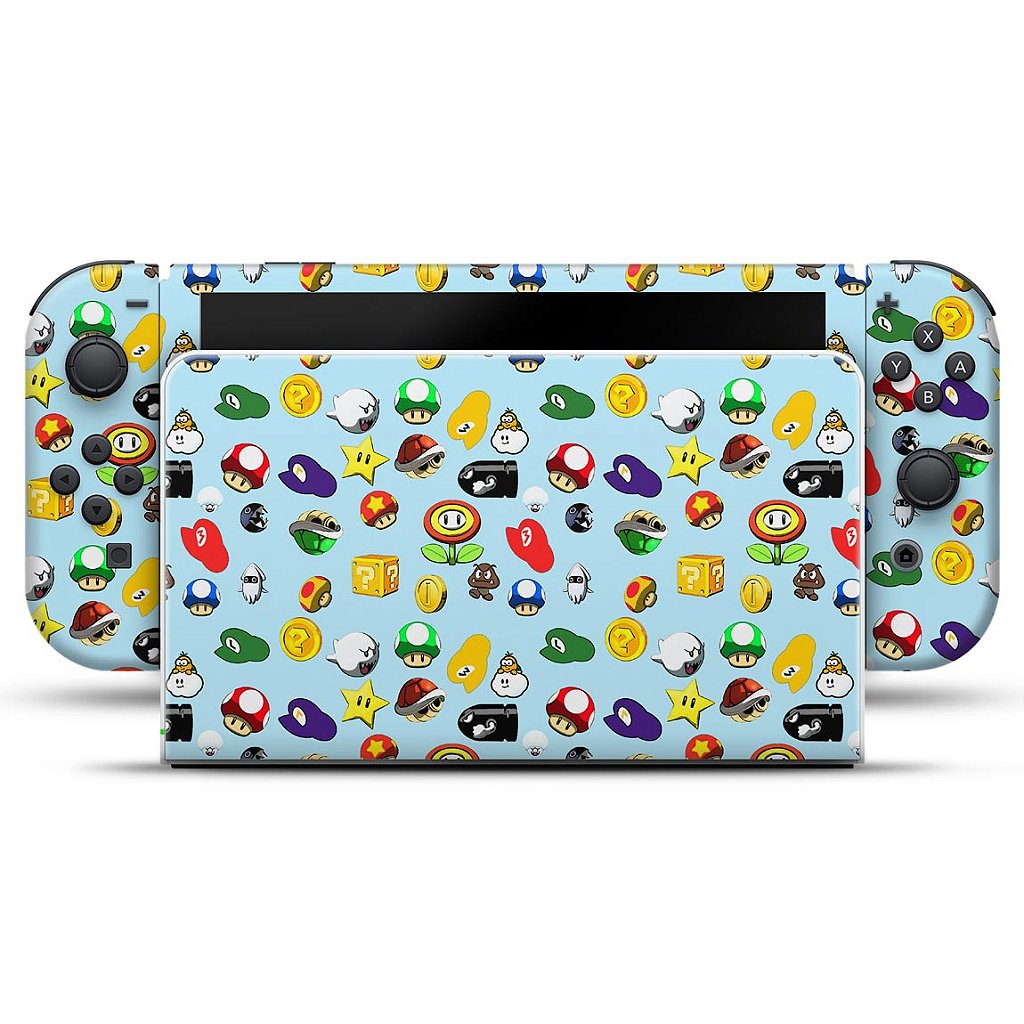 KIT Capa Anti Poeira e Skin Anti-Rage Nintendo Switch 1 Oled - Super Mario - Pop Arte Skins - foto 3
