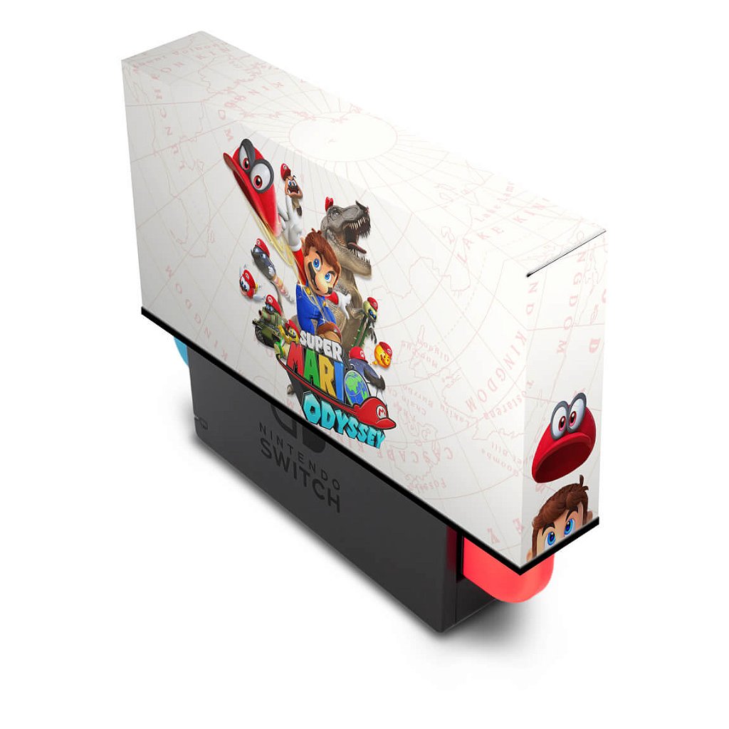 KIT Capa Anti Poeira e Skin Anti-Rage Nintendo Switch 1 Oled - Super Mario Odyssey - Pop Arte Skins - foto 2