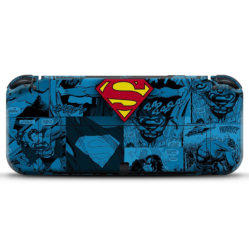 KIT Capa Anti Poeira e Skin Anti-Rage Nintendo Switch 1 Oled - Superman Comics - Pop Arte Skins - foto 4