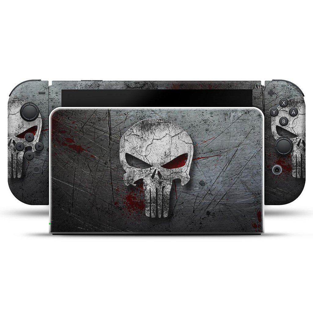KIT Capa Anti Poeira e Skin Anti-Rage Nintendo Switch 1 Oled - The Punisher Justiceiro - Pop Arte Skins - foto 3