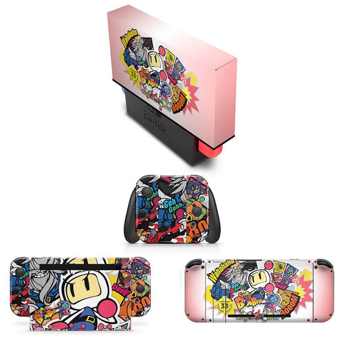 KIT Capa Anti Poeira e Skin Anti-Rage Nintendo Switch 1 - Bomberman
