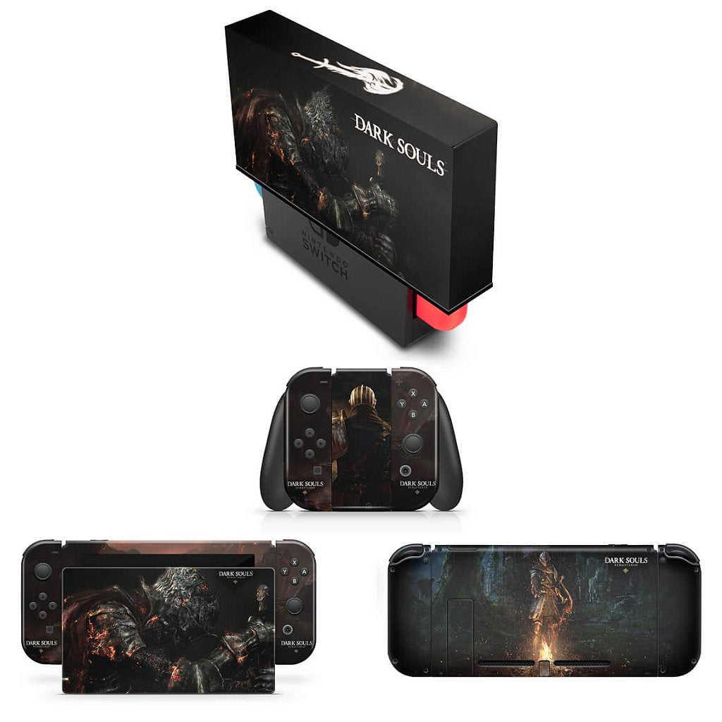 KIT Capa Anti Poeira e Skin Anti-Rage Nintendo Switch 1 - Dark Souls Remastered