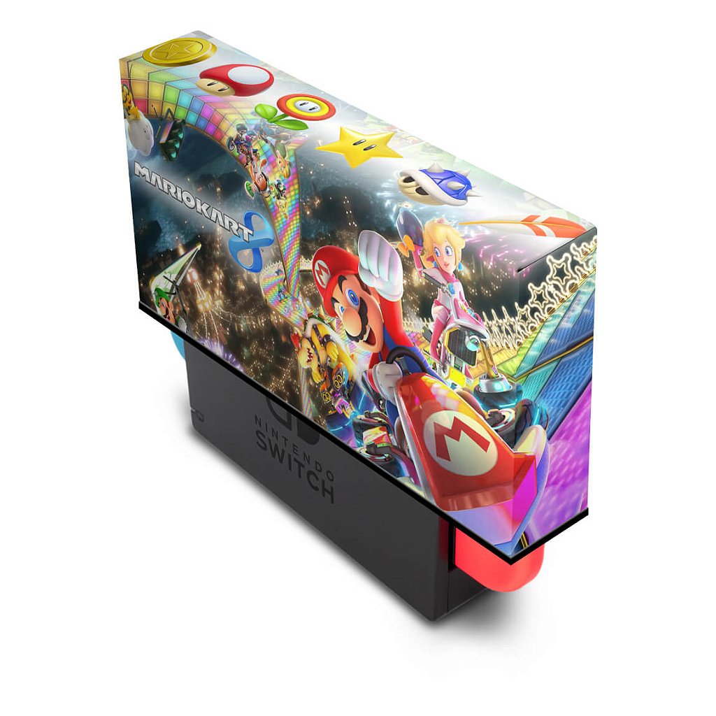 KIT Capa Anti Poeira e Skin Anti-Rage Nintendo Switch 1 - Mario Kart 8 - Pop Arte Skins - foto 2
