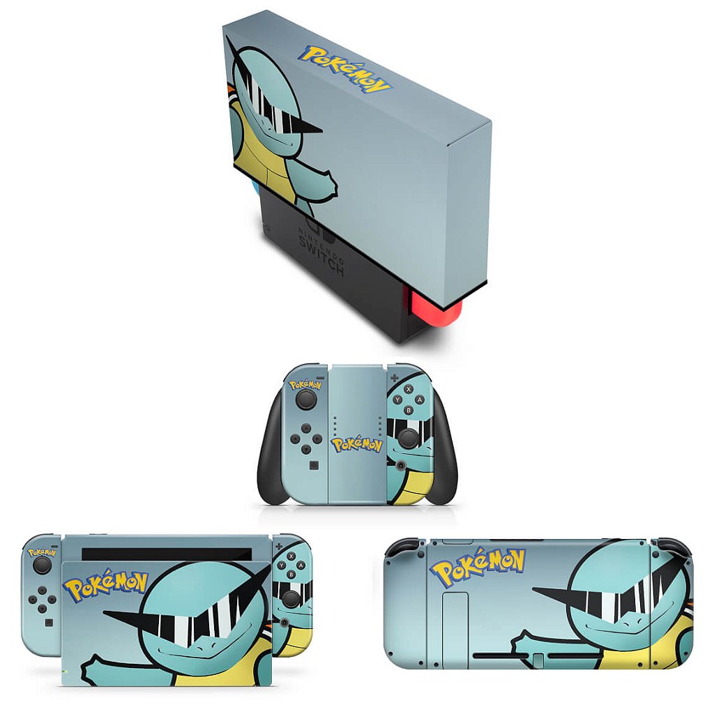 KIT Capa Anti Poeira e Skin Anti-Rage Nintendo Switch 1 - Pokémon Squirtle