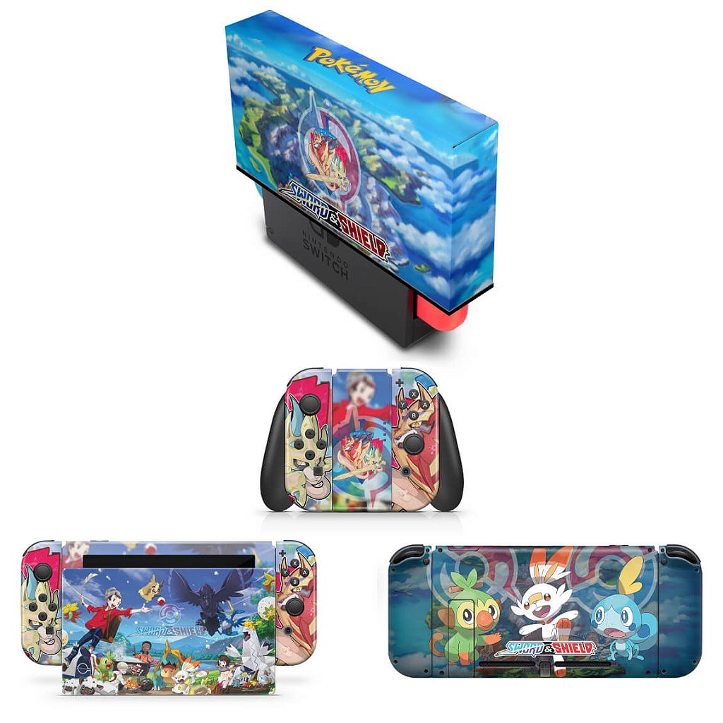 KIT Capa Anti Poeira e Skin Anti-Rage Nintendo Switch 1 - Pokémon Sword And Shield