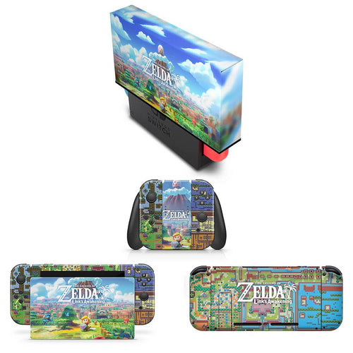 KIT Capa Anti Poeira e Skin Anti-Rage Nintendo Switch 1 - Zelda Link's Awakening