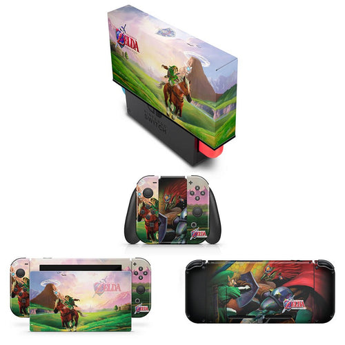 KIT Capa Anti Poeira e Skin Anti-Rage Nintendo Switch 1 - Zelda Ocarina Of Time