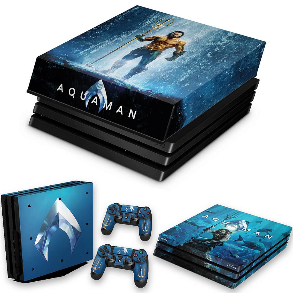 KIT Capa Anti Poeira e Skin Anti-Rage PS4 Pro - Aquaman