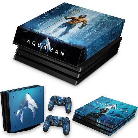 KIT PS4 Pro Skin Anti-Rage e Capa Anti Poeira - Aquaman
