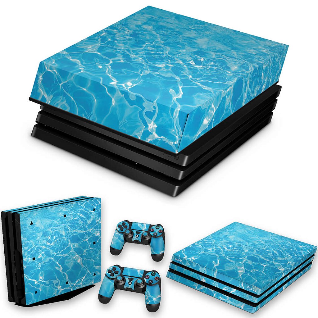 KIT Capa Anti Poeira e Skin Anti-Rage PS4 Pro - Aquático Água