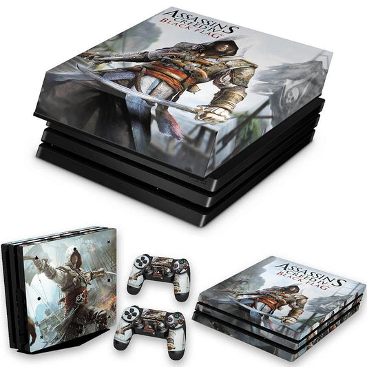 KIT PS4 Pro Skin Anti-Rage e Capa Anti Poeira - Assassin's Creed Black Flag