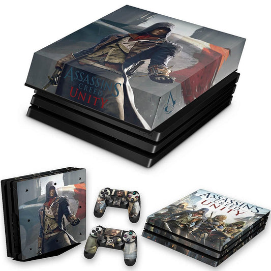 KIT PS4 Pro Skin Anti-Rage e Capa Anti Poeira - Assassin's Creed Unity