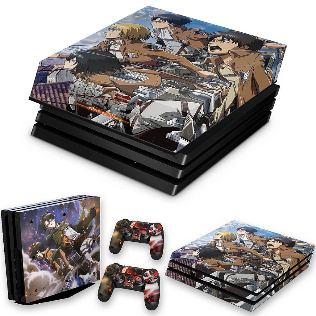 KIT Capa Anti Poeira e Skin Anti-Rage PS4 Pro - Attack On Titan - Shingeki No Kyojin #A